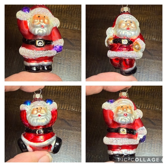 Santa Clause Ornaments Vintage Michaels Glass Christmas Tree Set of 4 Miniature - Picture 1 of 12